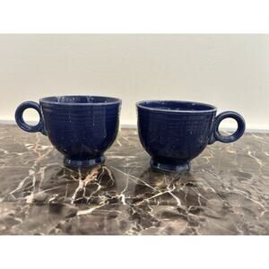 Vintage Fiestaware Fiesta HLC Ring Handle Cup Cobalt Blue Set Of 2